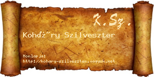 Koháry Szilveszter névjegykártya