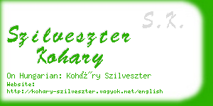 szilveszter kohary business card
